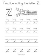 Practice writing the letter Z Coloring Page