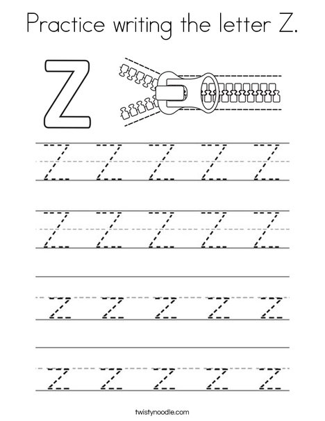 practice writing the letter z coloring page twisty noodle