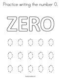 Practice writing the number 0 Coloring Page