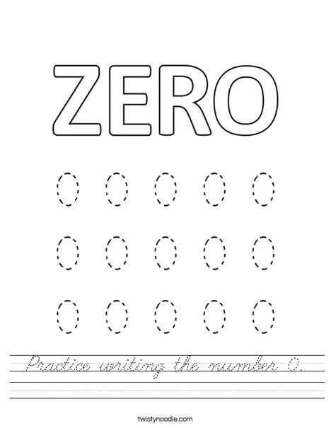 Practice writing the number 0. Worksheet