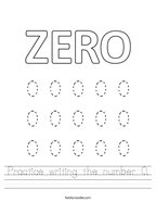 homework & practice 1 7 identify the number 0 Practice writing the number 0 Handwriting Sheet