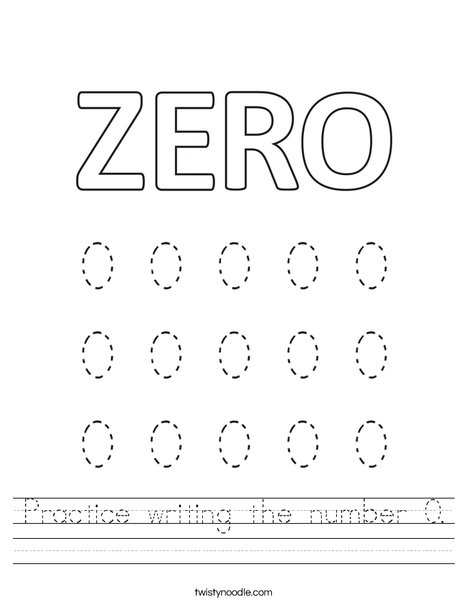 Practice writing the number 0. Worksheet