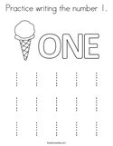 Practice writing the number 1 Coloring Page