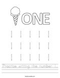 practice writing the number 1 worksheet twisty noodle