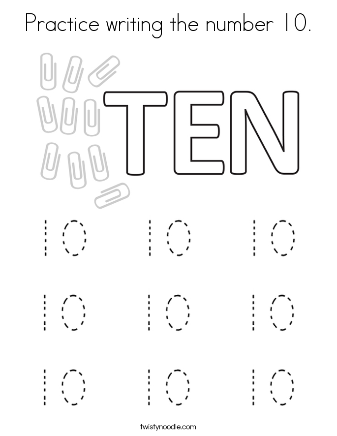 Practice writing the number 10. Coloring Page