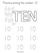 Practice writing the number 10 Coloring Page