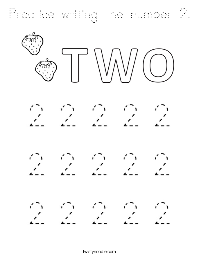 Practice writing the number 2. Coloring Page