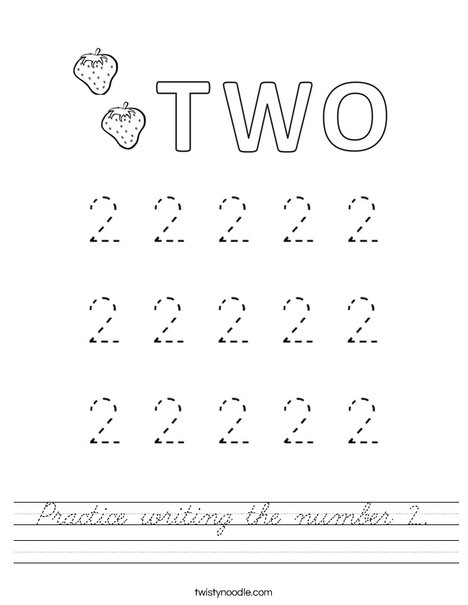 Practice writing the number 2. Worksheet
