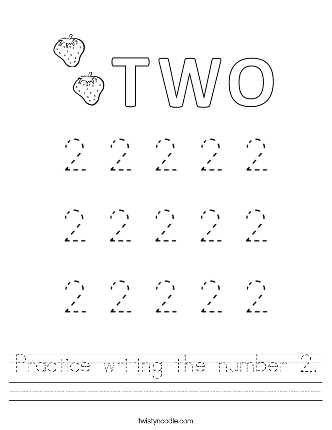 Practice writing the number 2. Worksheet