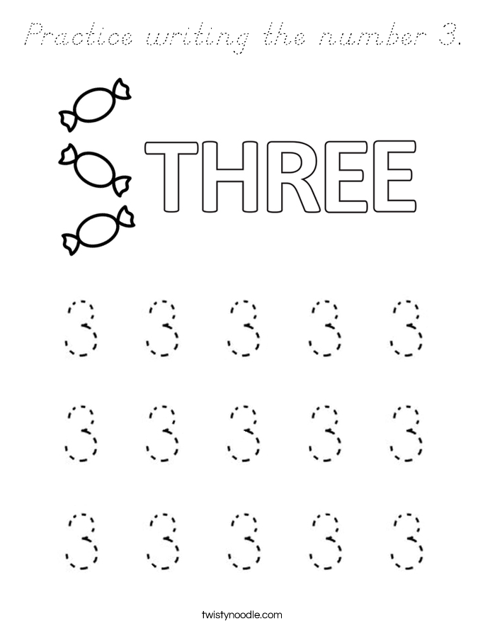 Practice writing the number 3. Coloring Page