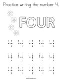 Practice writing the number 4 Coloring Page