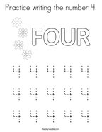 Practice writing the number 4 Coloring Page