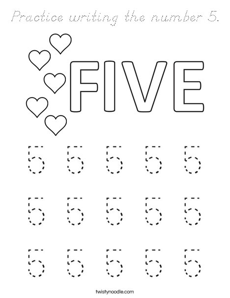 Practice writing the number 5. Coloring Page