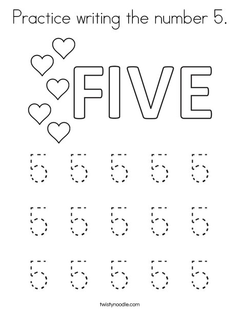 Practice writing the number 5. Coloring Page