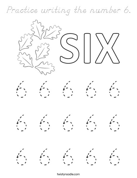 Practice writing the number 6. Coloring Page