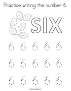 Practice writing the number 6 Coloring Page