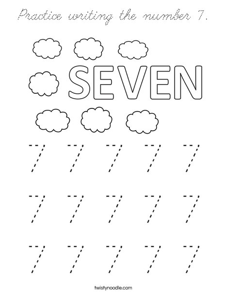 Practice writing the number 7. Coloring Page