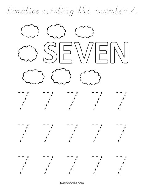 Practice writing the number 7. Coloring Page