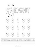 Practice writing the number 8. Worksheet