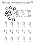 Practice writing the number 9. Coloring Page