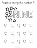 Practice writing the number 9 Coloring Page