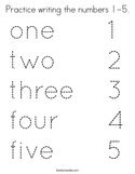 Practice writing the numbers 1-5 Coloring Page