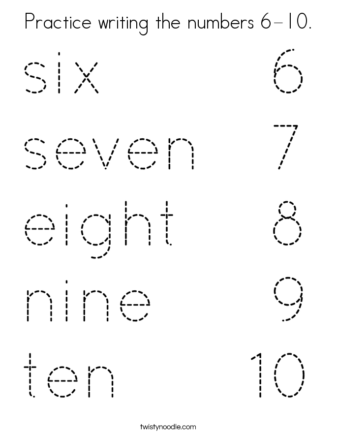 Practice writing the numbers 6-10. Coloring Page