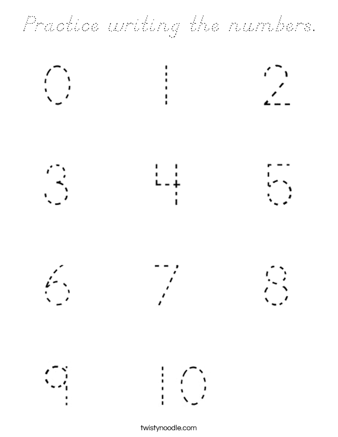 Practice writing the numbers. Coloring Page