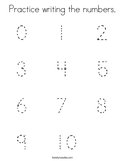 Practice writing the numbers Coloring Page
