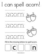 I can spell acorn Coloring Page