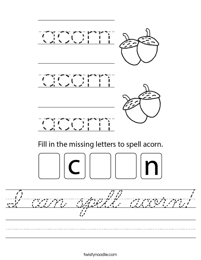I can spell acorn! Worksheet