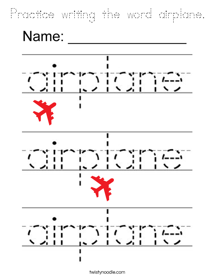 Practice writing the word airplane. Coloring Page