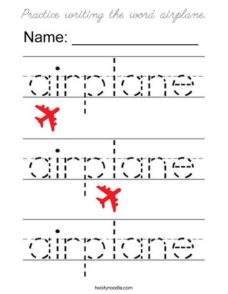 Practice writing the word airplane. Coloring Page