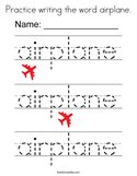 Practice writing the word airplane Coloring Page