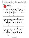 Practice writing the word apple Coloring Page