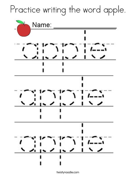 Practice writing the word apple. Coloring Page