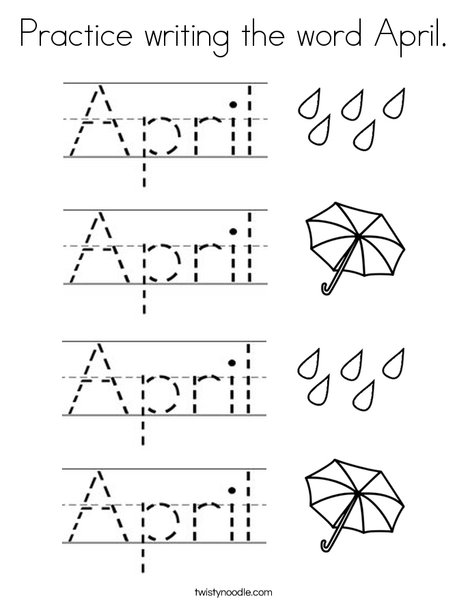 Practice writing the word April. Coloring Page