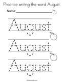 Practice writing the word August Coloring Page