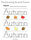 Practice writing the word Autumn. Coloring Page
