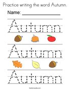 Practice writing the word Autumn. Coloring Page