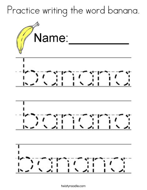 Practice writing the word banana. Coloring Page