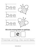 Practice writing the word bee. Worksheet