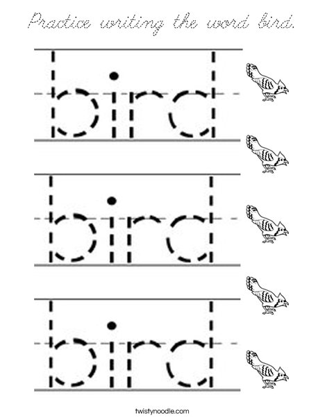 Practice writing the word bird. Coloring Page
