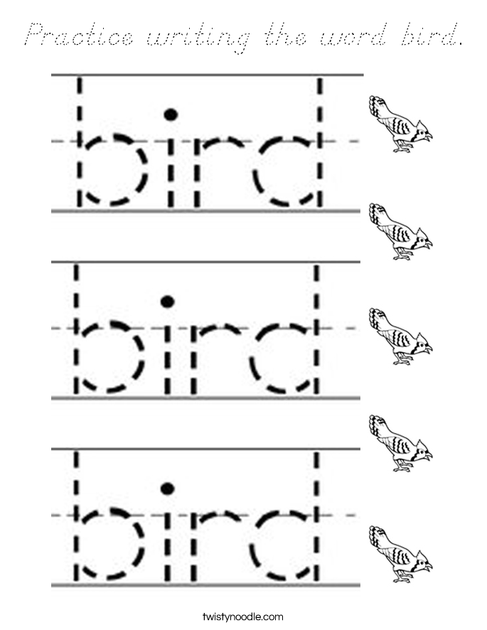 Practice writing the word bird. Coloring Page