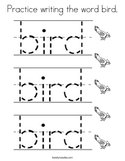 Practice writing the word bird Coloring Page