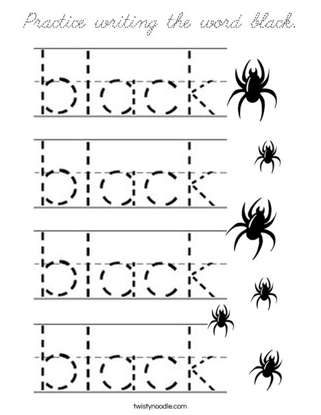 Practice writing the word black. Coloring Page