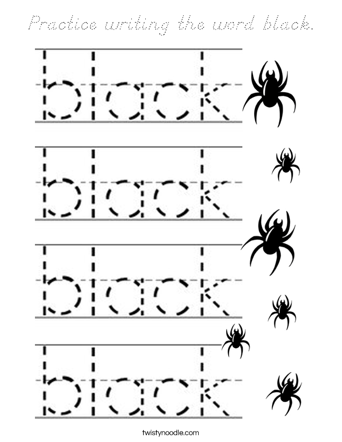 Practice writing the word black. Coloring Page