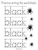 Practice writing the word black Coloring Page