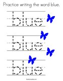 Practice writing the word blue Coloring Page