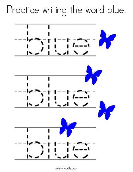 Practice writing the word blue. Coloring Page